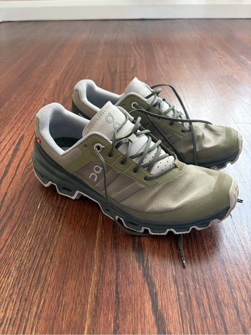 On Running Women's Trail Shoes in Olive Green and Gray
